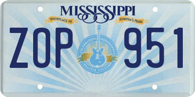 MS license plate ZOP951