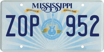 MS license plate ZOP952