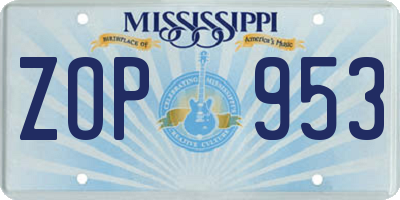 MS license plate ZOP953