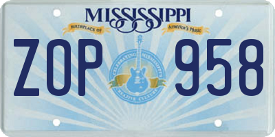 MS license plate ZOP958