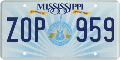 MS license plate ZOP959