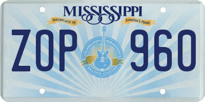 MS license plate ZOP960