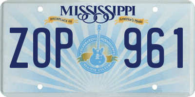 MS license plate ZOP961