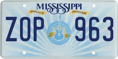 MS license plate ZOP963