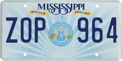 MS license plate ZOP964
