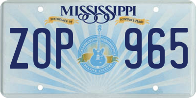 MS license plate ZOP965