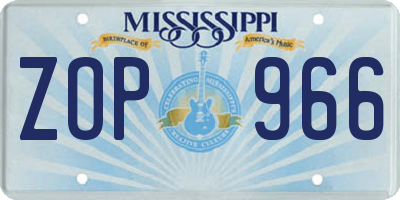 MS license plate ZOP966