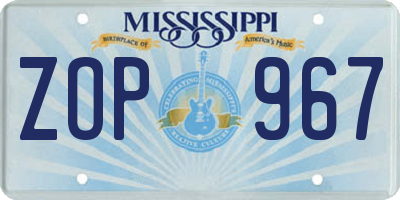 MS license plate ZOP967