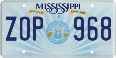 MS license plate ZOP968