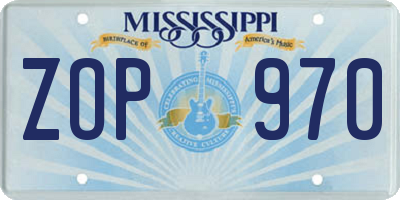 MS license plate ZOP970