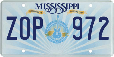 MS license plate ZOP972