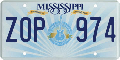 MS license plate ZOP974