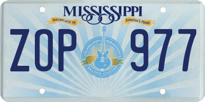 MS license plate ZOP977