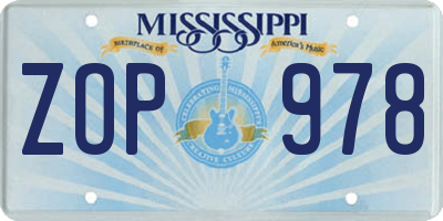 MS license plate ZOP978