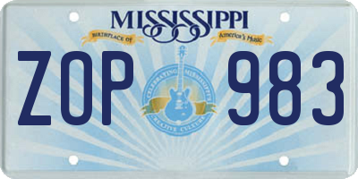 MS license plate ZOP983