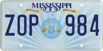 MS license plate ZOP984