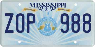 MS license plate ZOP988