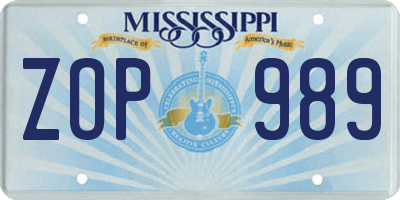 MS license plate ZOP989