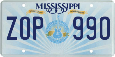 MS license plate ZOP990