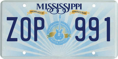 MS license plate ZOP991