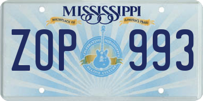 MS license plate ZOP993