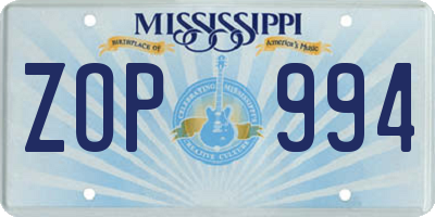 MS license plate ZOP994