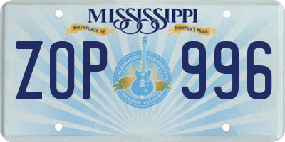 MS license plate ZOP996
