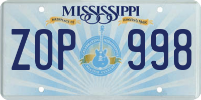 MS license plate ZOP998