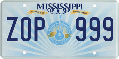 MS license plate ZOP999