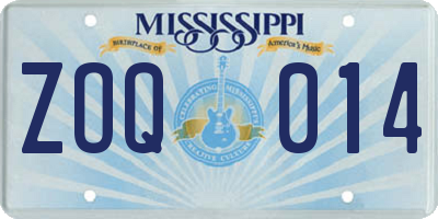 MS license plate ZOQ014