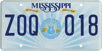 MS license plate ZOQ018