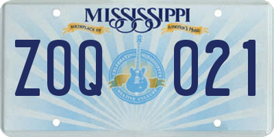 MS license plate ZOQ021