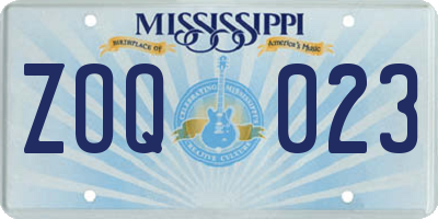 MS license plate ZOQ023