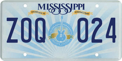 MS license plate ZOQ024