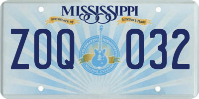 MS license plate ZOQ032