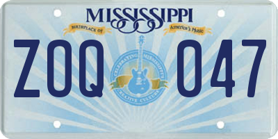 MS license plate ZOQ047