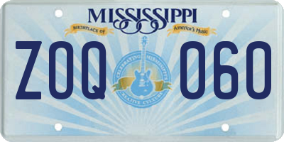 MS license plate ZOQ060