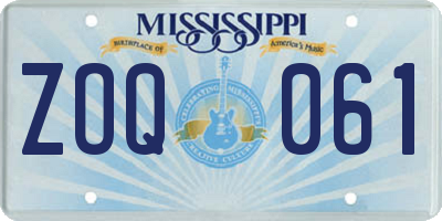 MS license plate ZOQ061