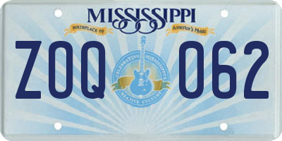 MS license plate ZOQ062