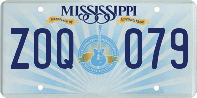 MS license plate ZOQ079