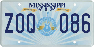 MS license plate ZOQ086