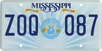 MS license plate ZOQ087
