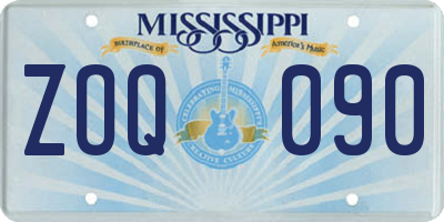 MS license plate ZOQ090