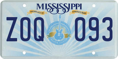MS license plate ZOQ093