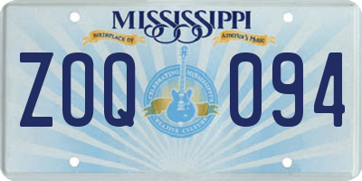 MS license plate ZOQ094