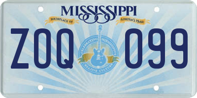 MS license plate ZOQ099