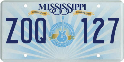 MS license plate ZOQ127