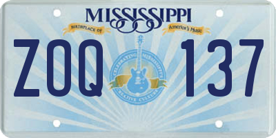 MS license plate ZOQ137