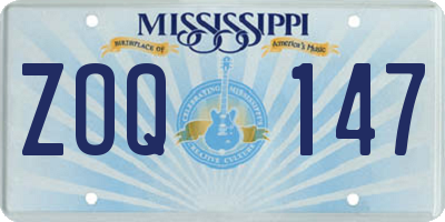 MS license plate ZOQ147
