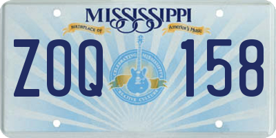 MS license plate ZOQ158